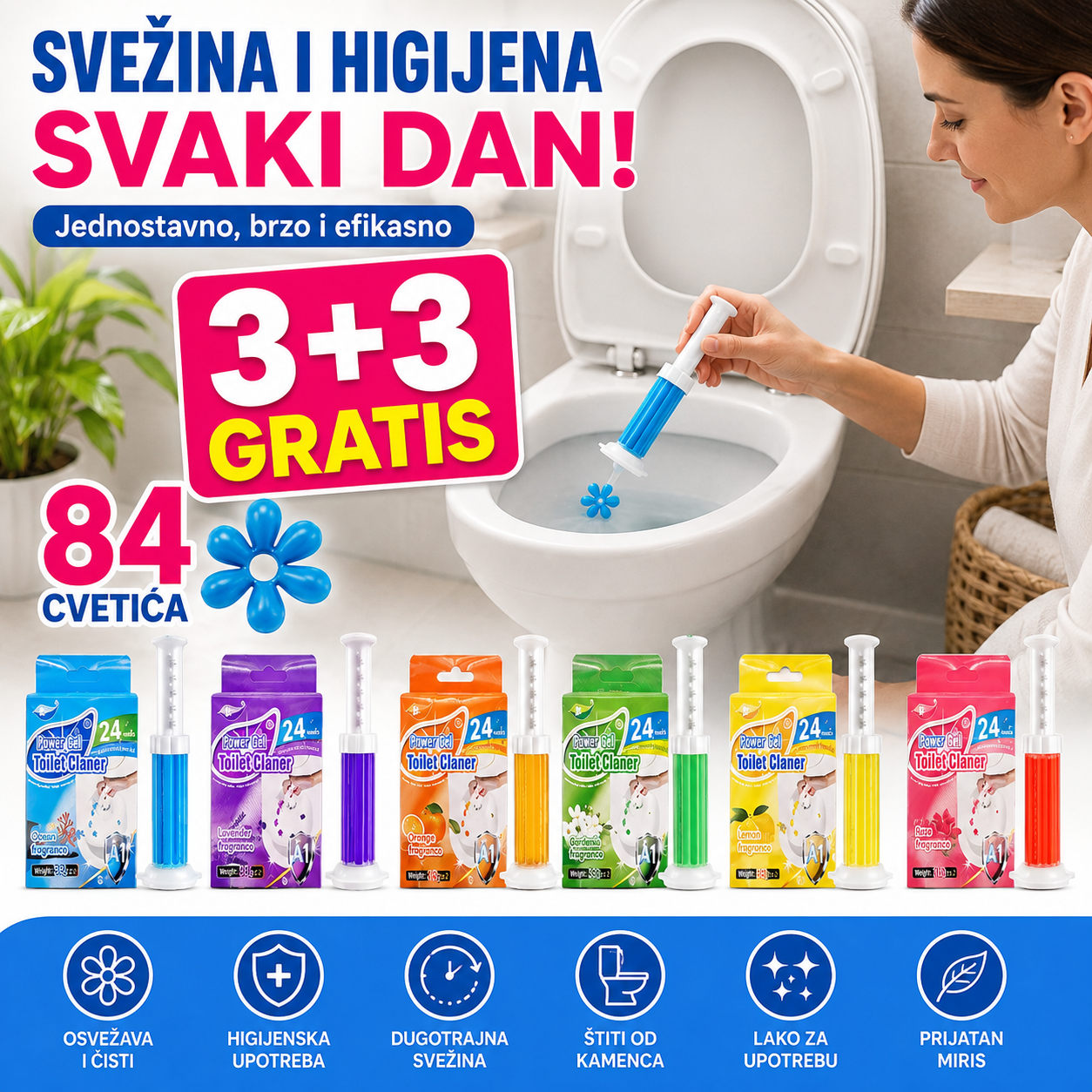 Aroma gel za WC šolju 3 + 3 GRATIS
