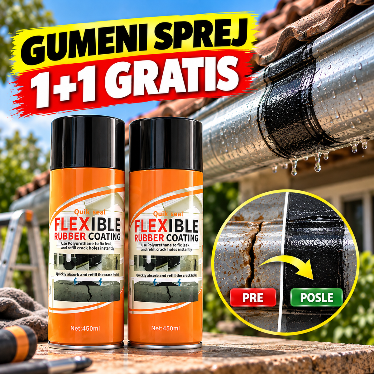 Gumeni sprej protiv propuštanja vode 1 + 1 Gratis