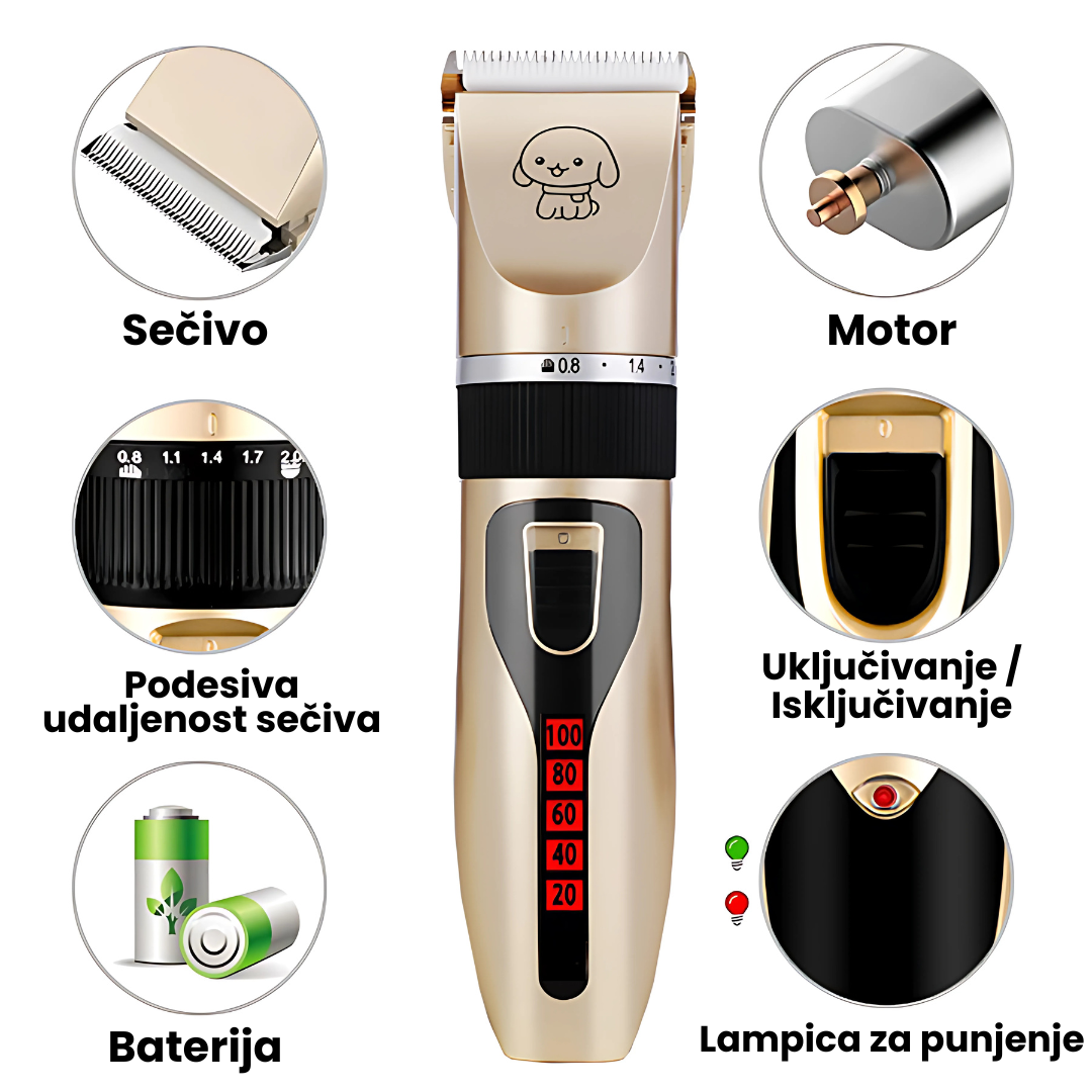 Profesionalna mašinica za šišanje ljubimaca + Dodaci GRATIS!