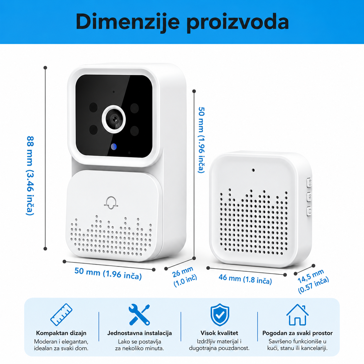 Wi-Fi Video Zvono sa Kamerom – Pametni Bežični Interfon za Siguran Dom