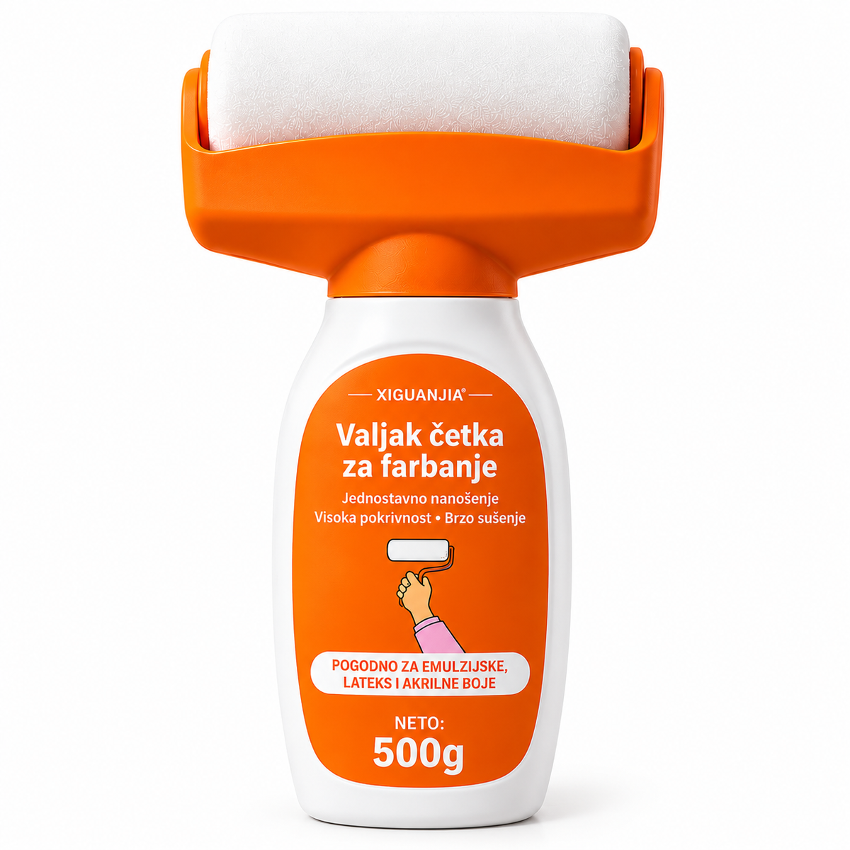 Valjak za Popravku Oštećenih Zidova + 500g Bele Farbe