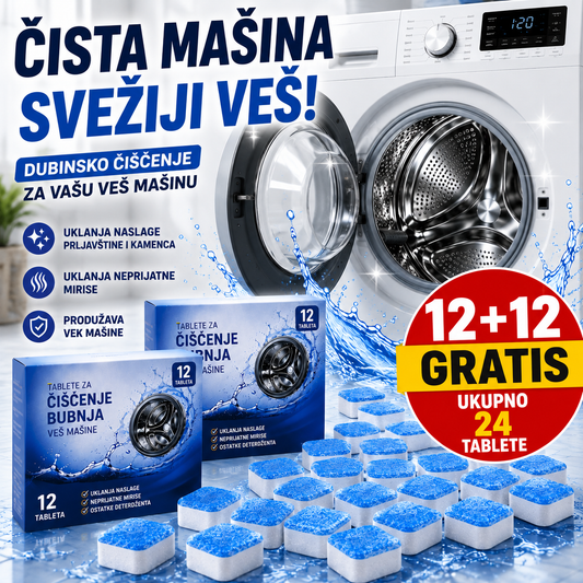 Tablete za čiščenje bubnja veš mašina 12+12 Gratis