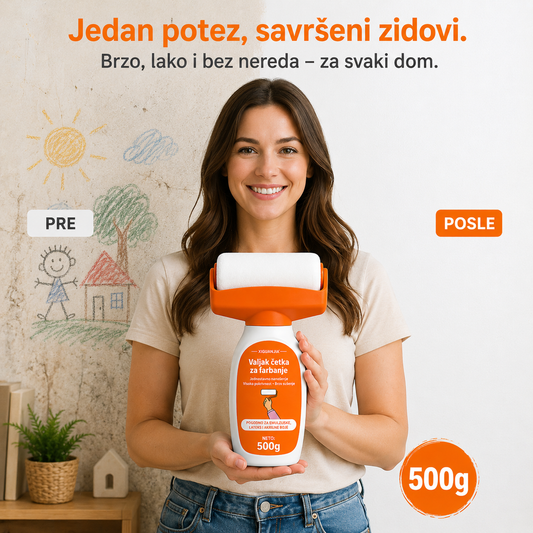 Valjak za Popravku Oštećenih Zidova + 500g Bele Farbe