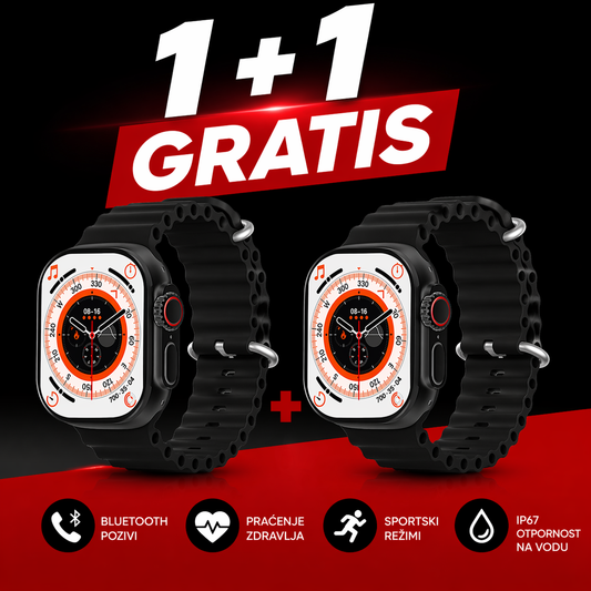 T800 Ultra Pametni Sat 1+1 Gratis – Pozivi Praćenje Zdravlja i Veliki Ekran