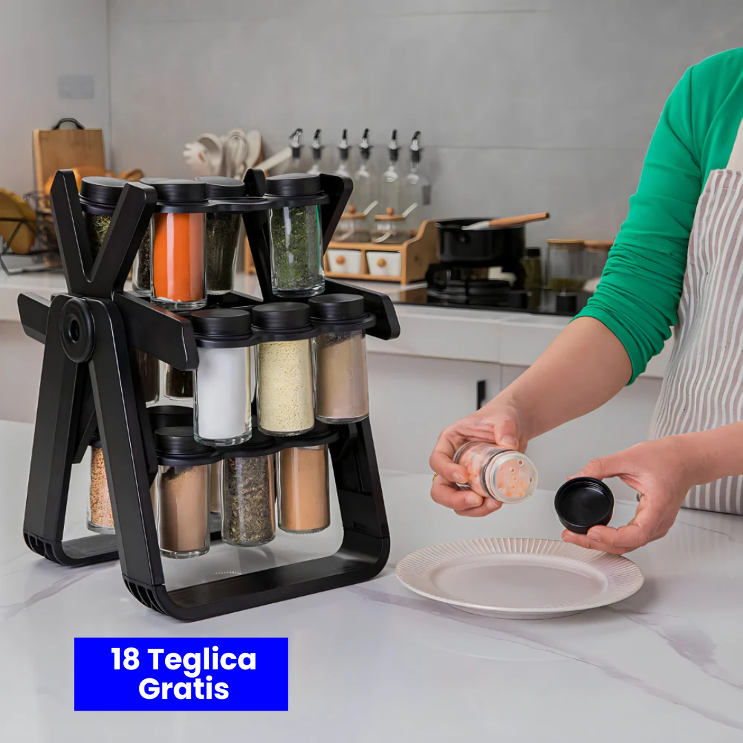 Rotirajući stalak za začine + 18 Teglica Gratis!